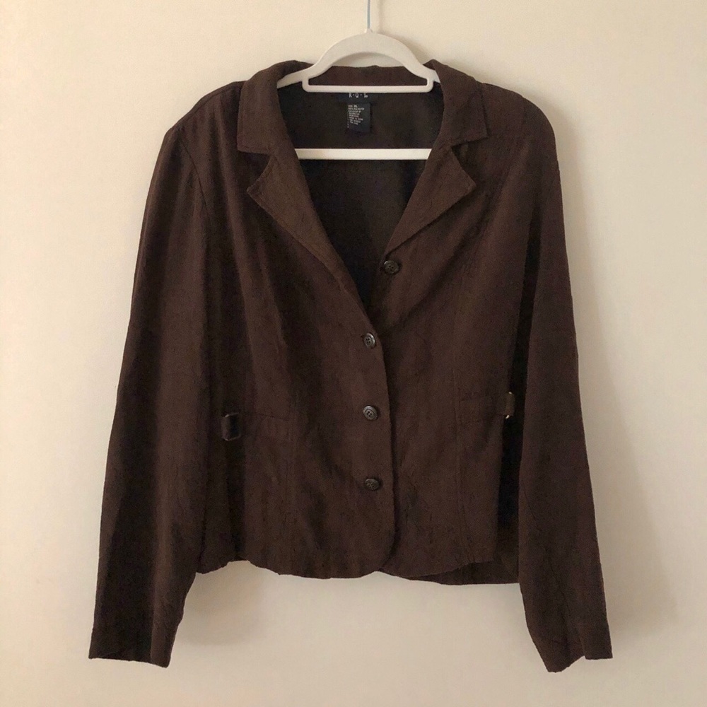 vintage 80s/90s Brown Suede Button Up Blazer